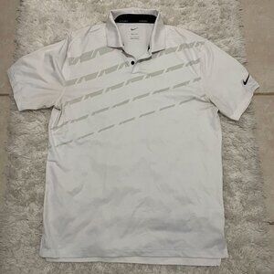 NIKE GOLF Dri-fit Mens Medium White Vapor Graphic Collared Shirt